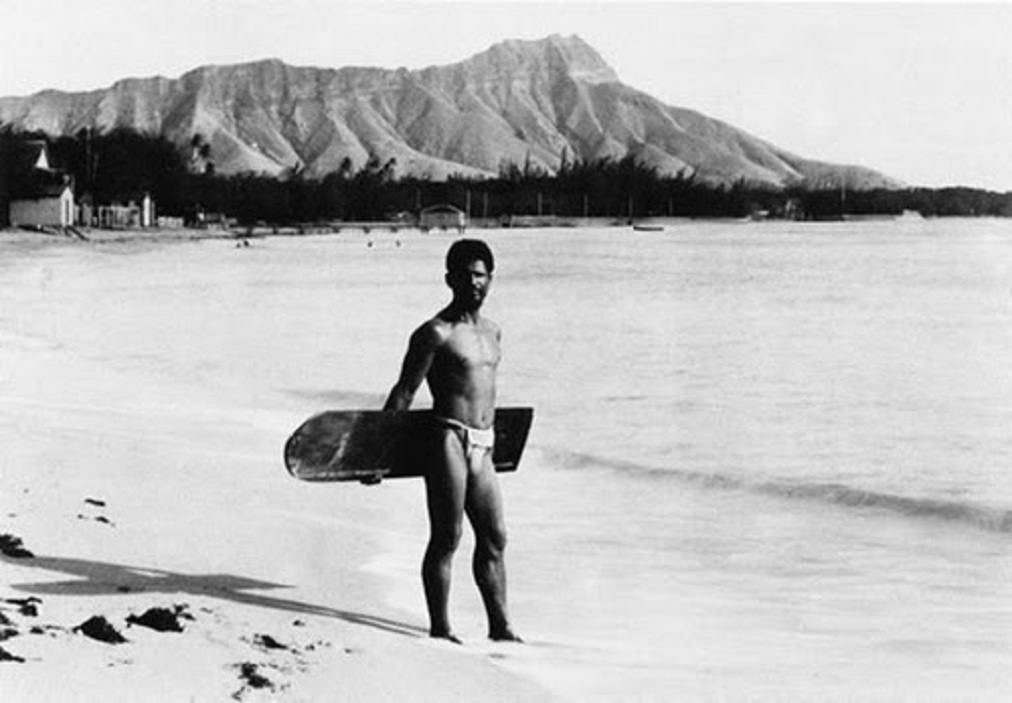 Native Hawaiian Surfer with Alaia surfboard