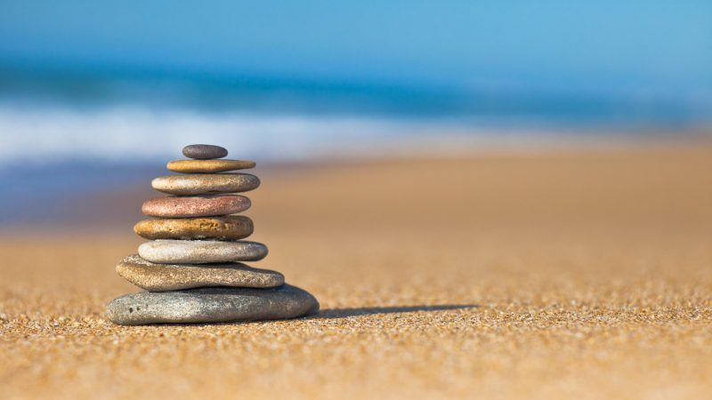 zen stones on the beach